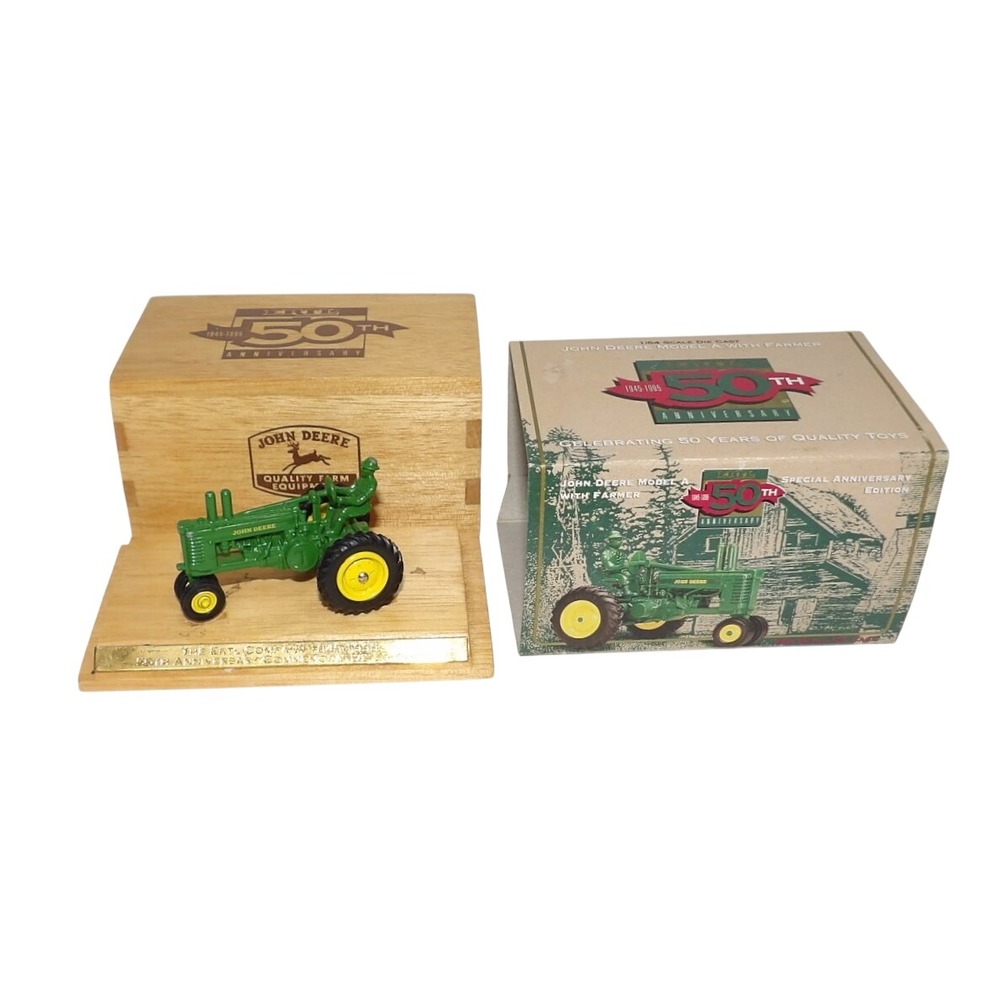 Ertl John Deere Model A 50th Anniversary 1/64 Die-Cast Tractor Wood Base Box